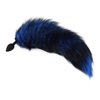 Fox Tail Black Silicone Plug, Black and Blue 17"