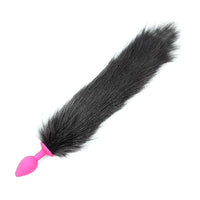 Medium Sized Cat Tail Silicone Plug, Black 17"