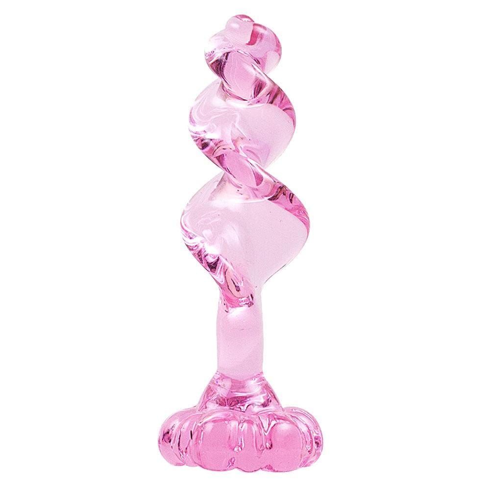 Pink Flower Anal Spiral Glass Toy  Love Plugs UK
