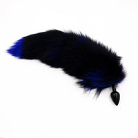 Fox Tail Black Silicone Plug, Black and Blue 17"