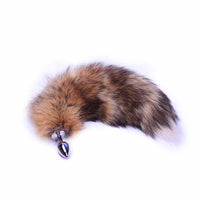 Long Brown Fox Tail With Plug Shaped Metal Tip