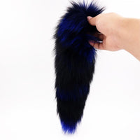 Fox Tail Black Silicone Plug, Black and Blue 17"