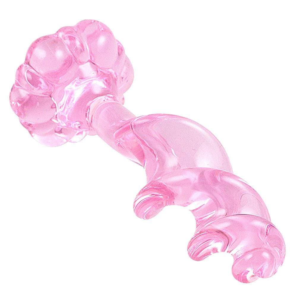 Pink Flower Anal Spiral Glass Toy