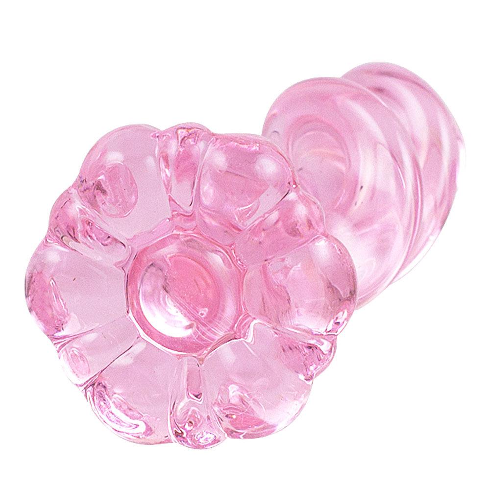 Pink Flower Anal Spiral Glass Toy