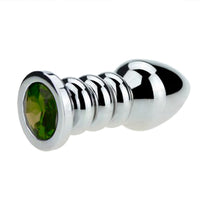 Ribbed Steel Jeweled Plug