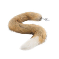 Brown & White Wolf Tail 32"