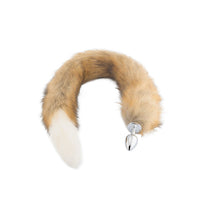 Brown & White Wolf Tail 32"