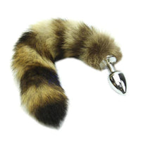 16" Brown Cat Tail with Stainless Steel Butt Plug