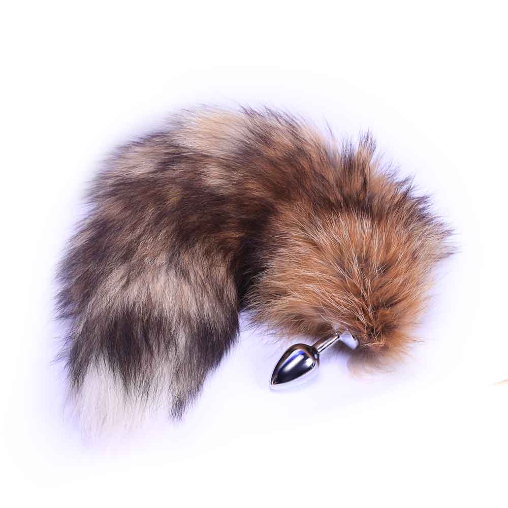 Brown Metal Anal Fox Tail 16"
