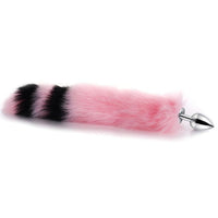 Pink with Black Anal Fox Metal Tail, 14"