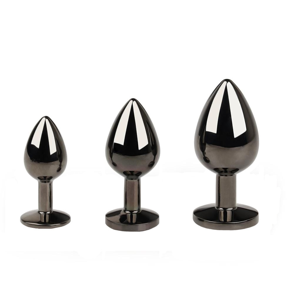 Gunmetal Jeweled Princess Plug 3 Piece Set