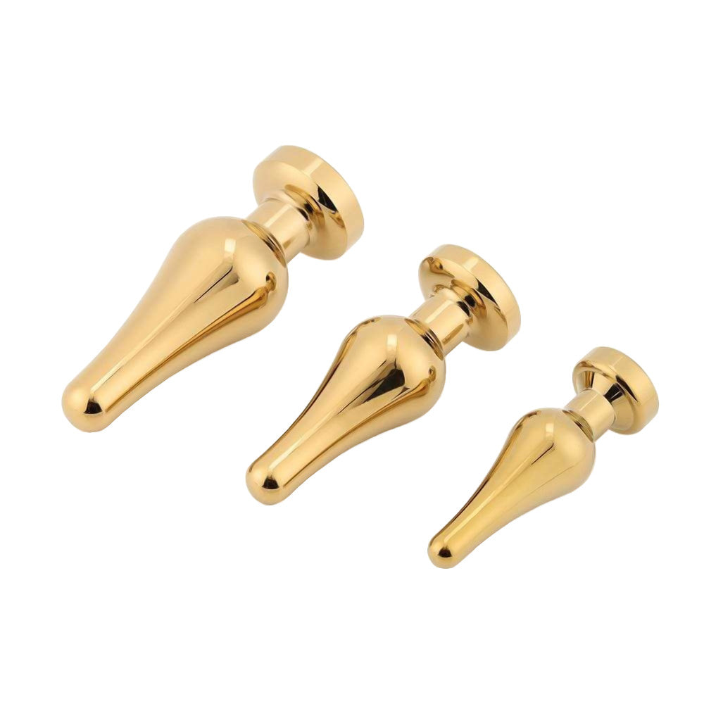 Tapered Gold Anal Jewel Starter Kit (3 Piece)