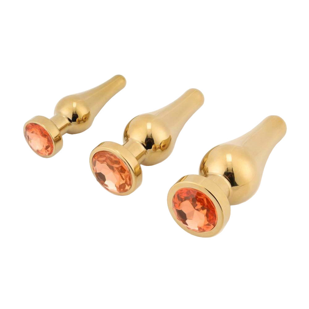 Tapered Gold Anal Jewel Starter Kit (3 Piece)