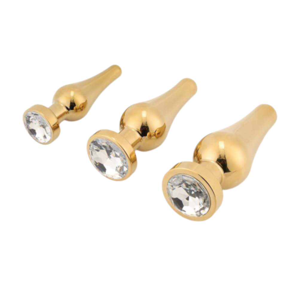 Tapered Gold Anal Jewel Starter Kit (3 Piece)