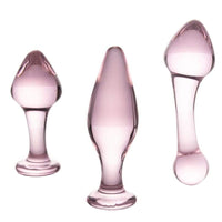 Pink Crystal Glass Plug Set (3 Piece)