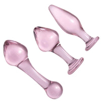 Pink Crystal Glass Plug Set (3 Piece)