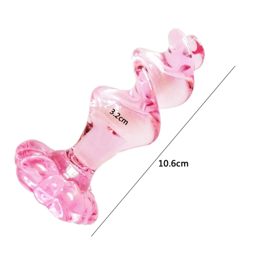 Pink Flower Anal Spiral Glass Toy
