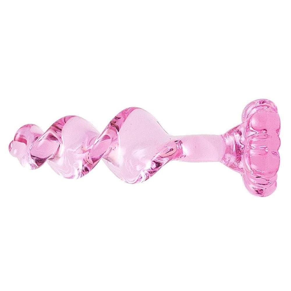 Pink Flower Anal Spiral Glass Toy