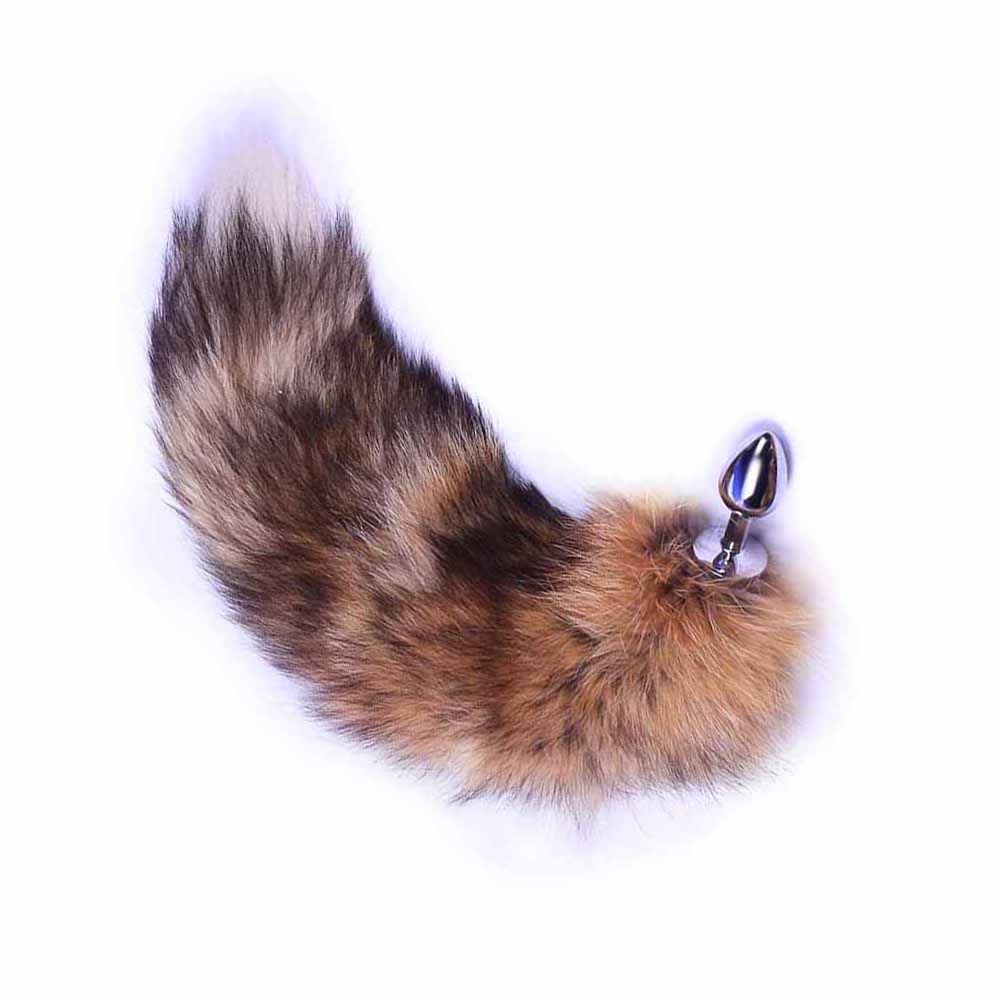Brown Metal Anal Fox Tail 16"