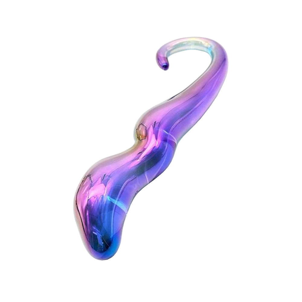 Rainbow Anal Teardrop Glass Dildo