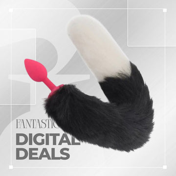 Black & White Silicone Wolf Tail 16"