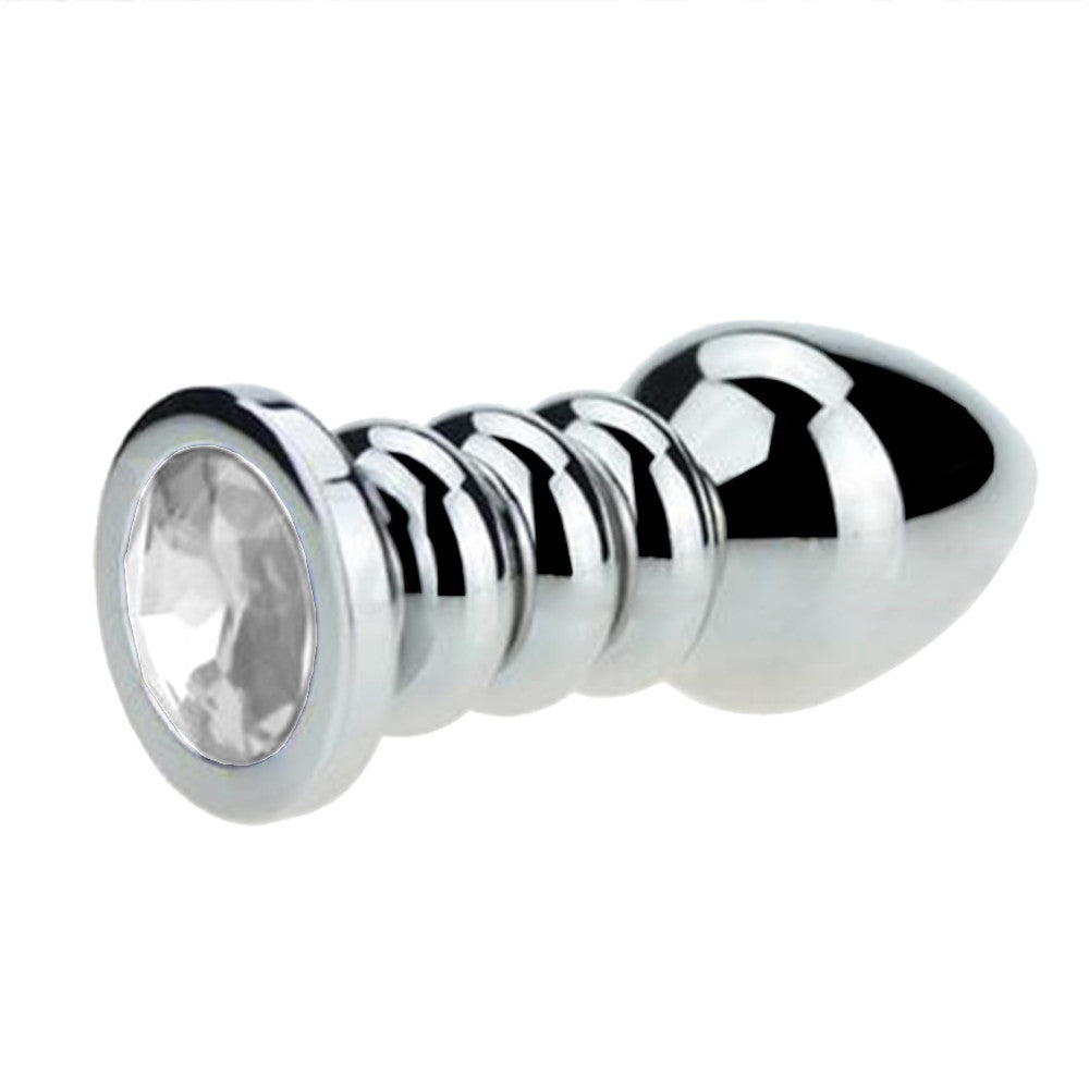 Ribbed Steel Jeweled Plug