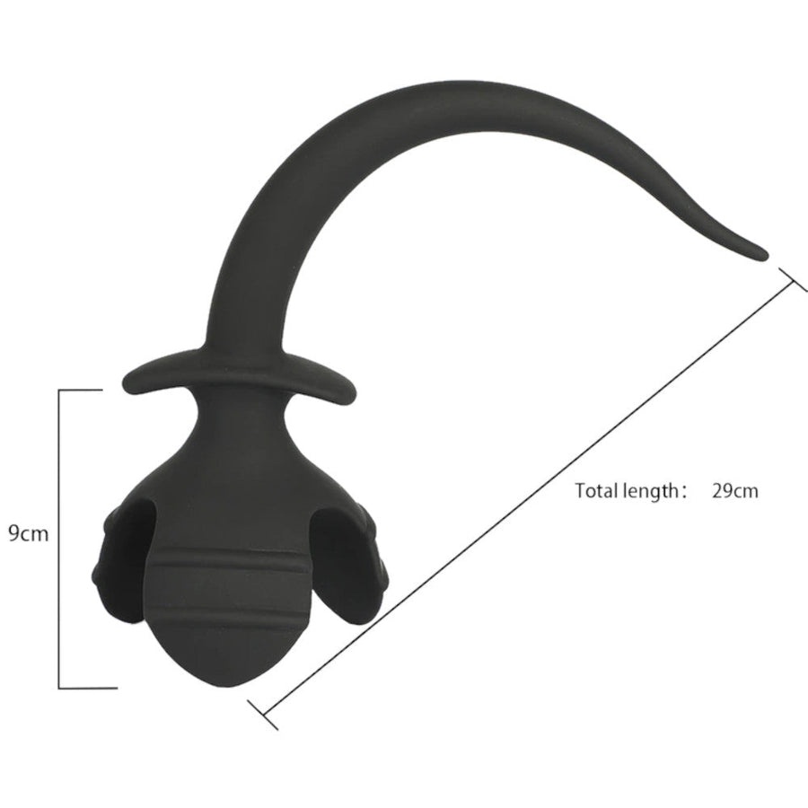 11" - 12" Black Silicone Dog Tail Plug