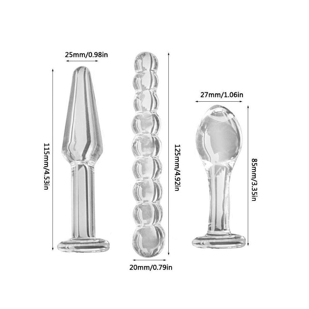 Transparent Pyrex Glass Plug Set (3 Piece)