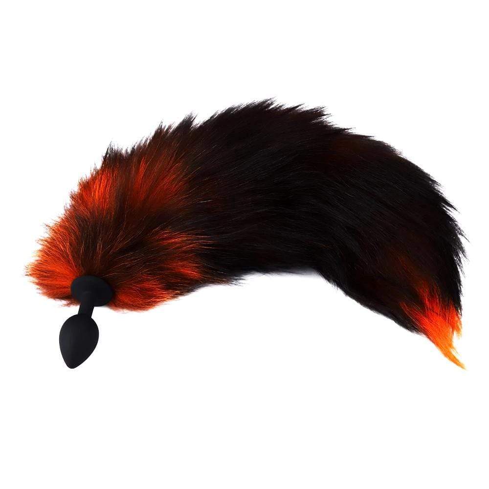 Black & Orange Wolf Tail Plug 16"