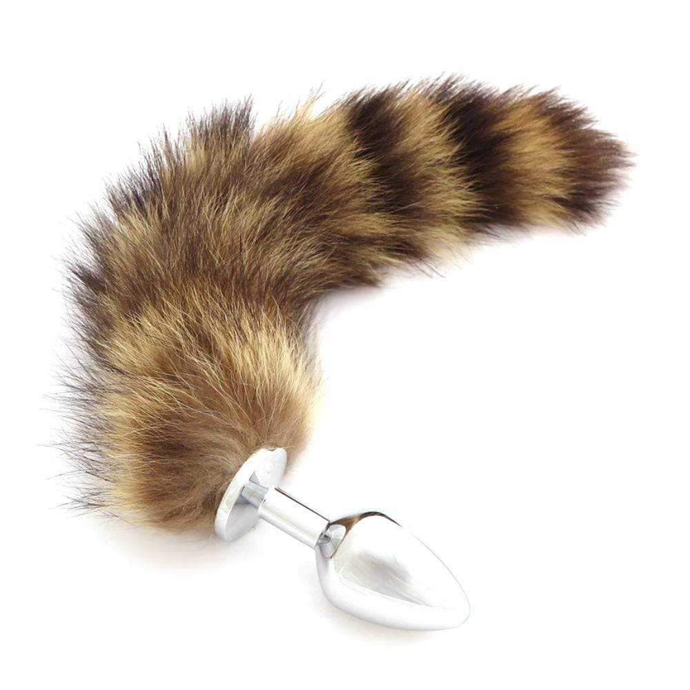 Stainless Steel Raccoon Tail Anal Plug, 12"