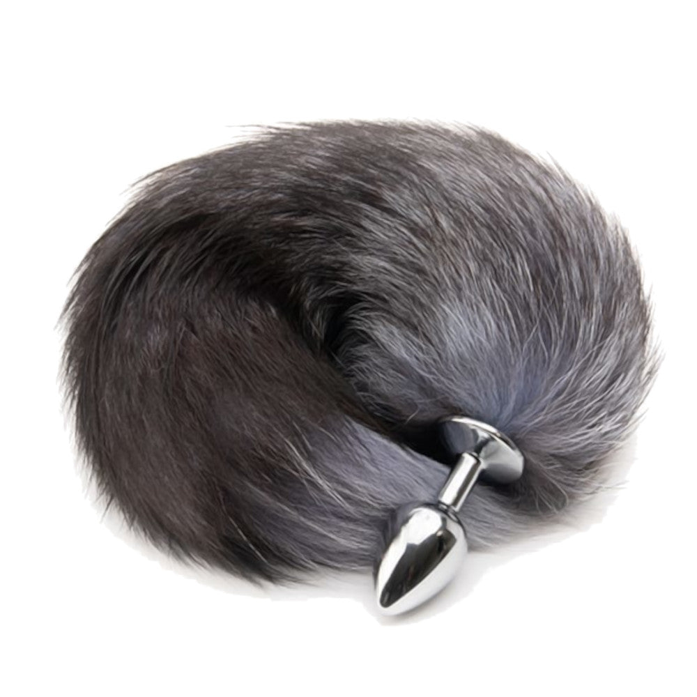 Grey Cat Tail Butt Plug 18"