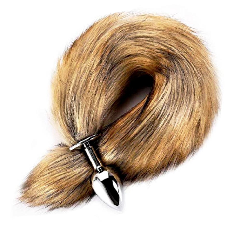 Brown Metal Fox Tail Plug 16"