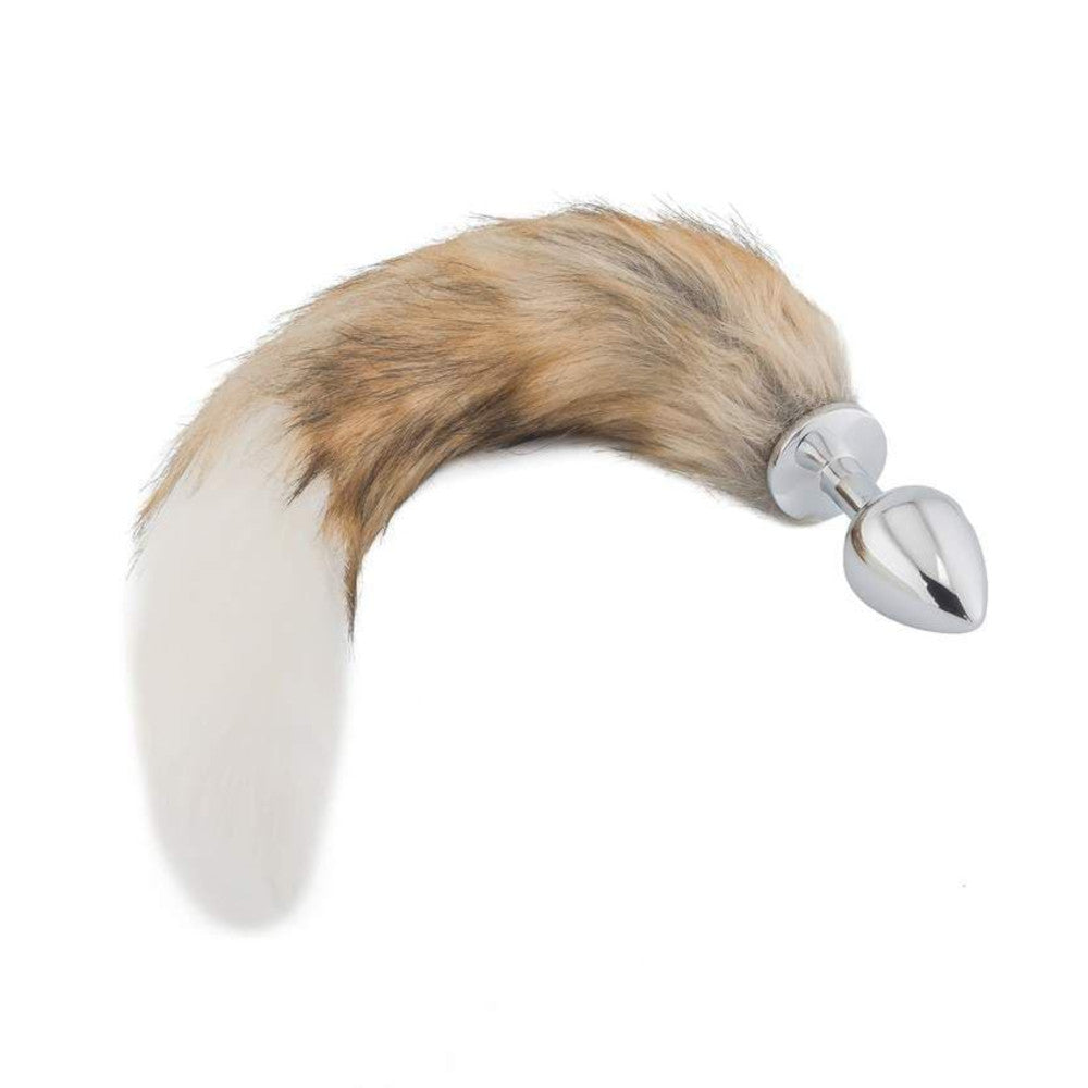 Brown with White Cat Metal Tail Plug, 18"