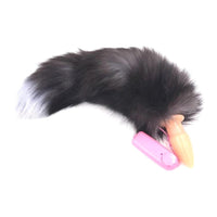 Brown Fox Tail With Vibrating Plug, 15"