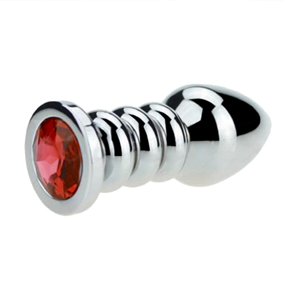 Ribbed Steel Jeweled Plug