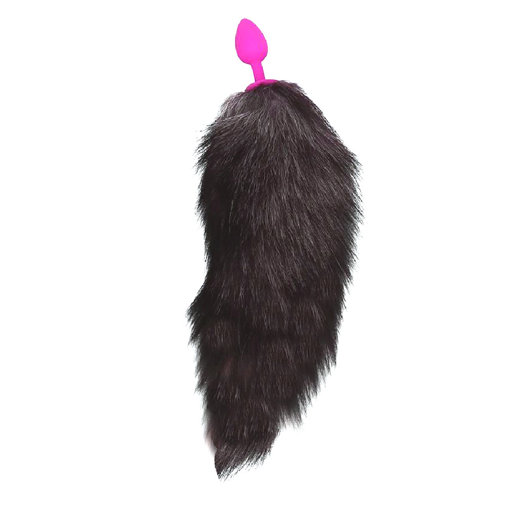 Medium Sized Cat Tail Silicone Plug, Black 17"