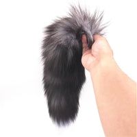 15" Dark Fox Tail with Princess-type Steel Plug and Extra Vibrator