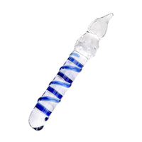 Ribbed Blue Glass Dildo