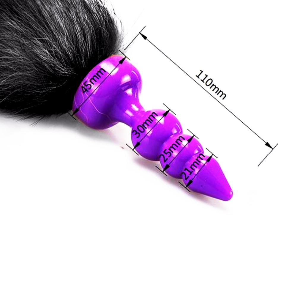 16" Black Fox Tail Silicone Plug