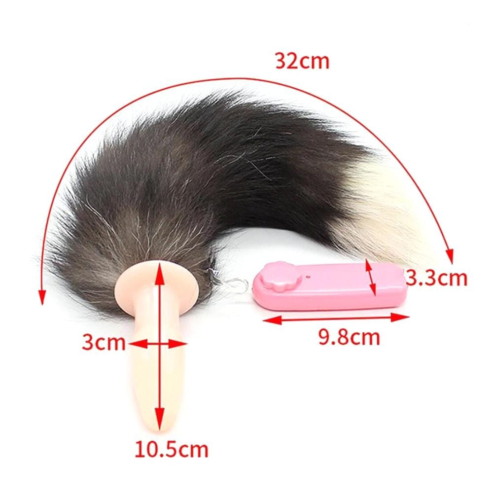 Brown Fox Tail With Vibrating Plug, 15"