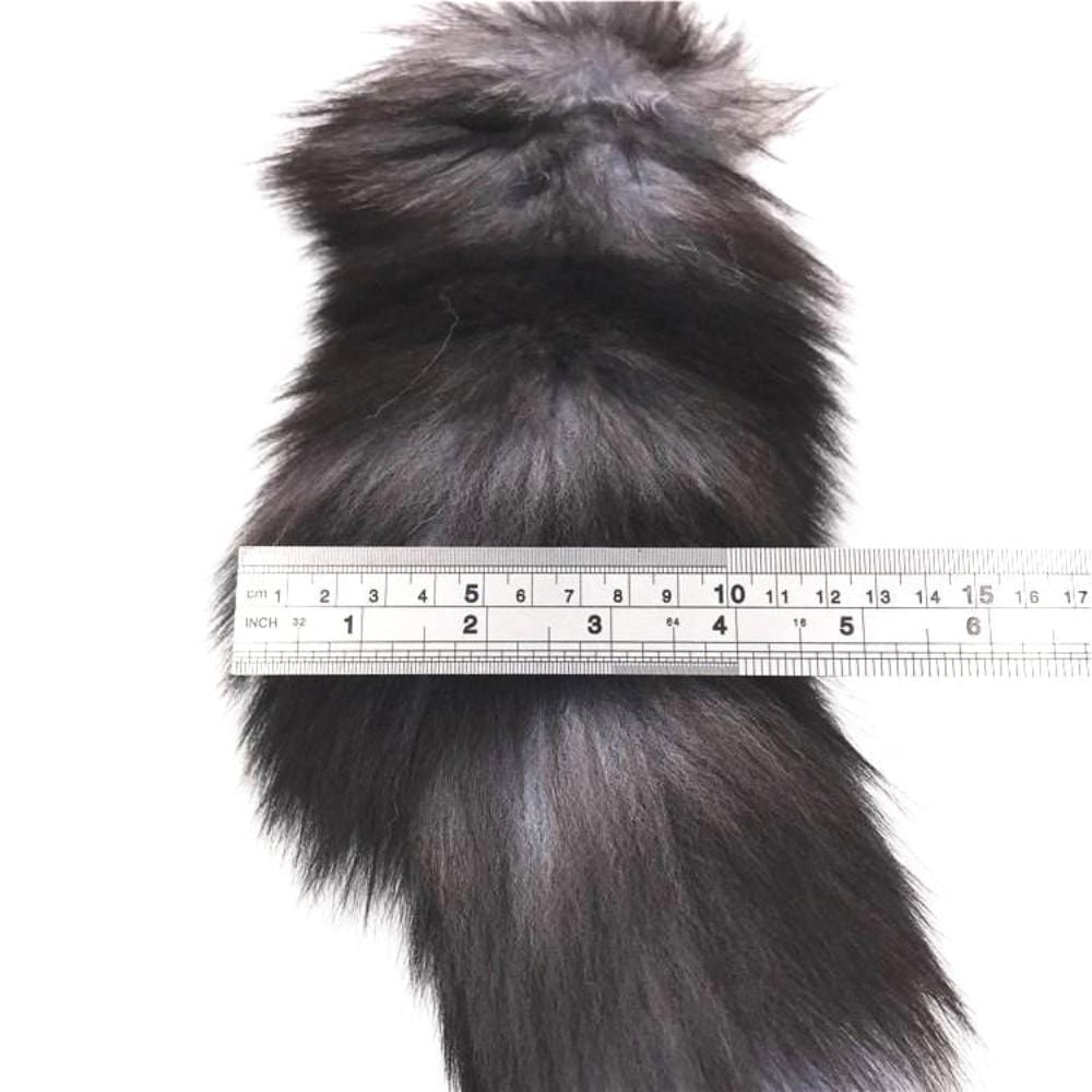 15" Dark Fox Tail with Princess-type Steel Plug and Extra Vibrator