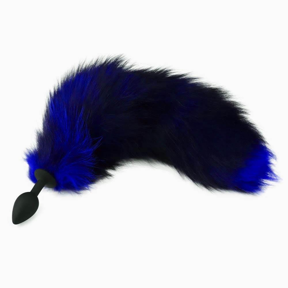 Fox Tail Black Silicone Plug, Black and Blue 17"