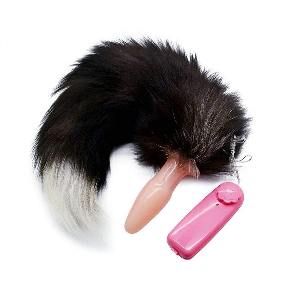 Brown Fox Tail With Vibrating Plug, 15"