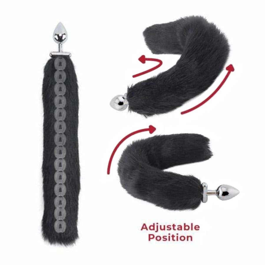 Black Wolf Shapeable Metal Tail Plug, 18"
