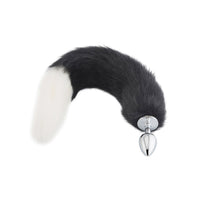 Black & White Fox Tail Plug 16"