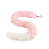 Pink with White Fox Metal Tail Plug, 32"