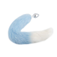 Light Blue with White Fox Metal Tail, 18"