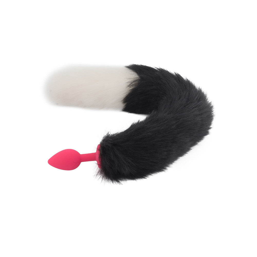 Black & White Silicone Wolf Tail 16"