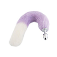 Purple with White Fox Metal Tail Plug, 18"