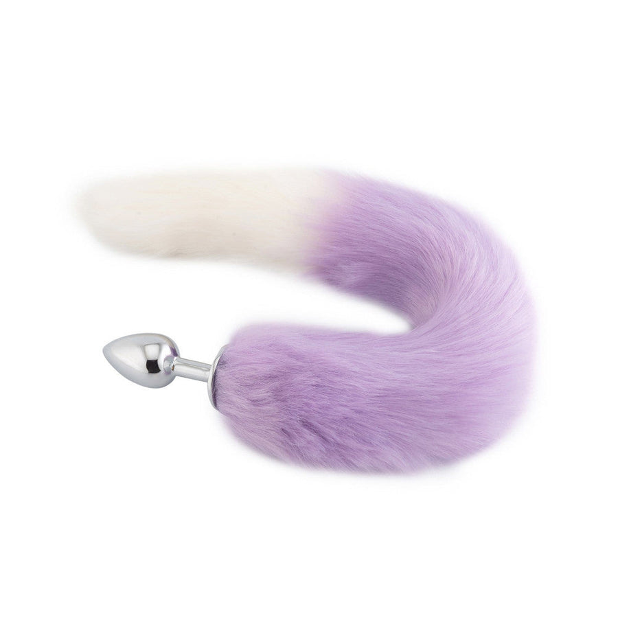 Purple with White Fox Metal Tail Plug, 18"